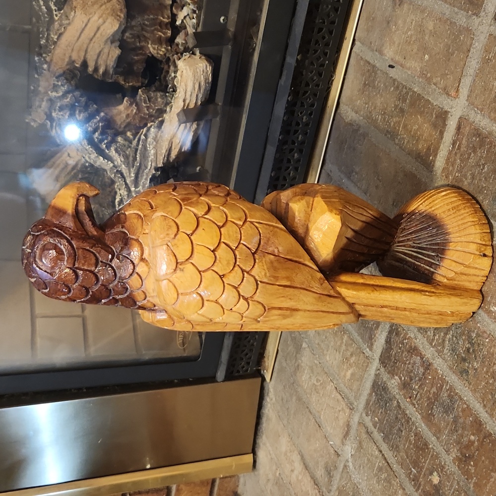 Handcrafted Wooden Hawk Eagle Sculpture Folk Art Carved Americana Statue